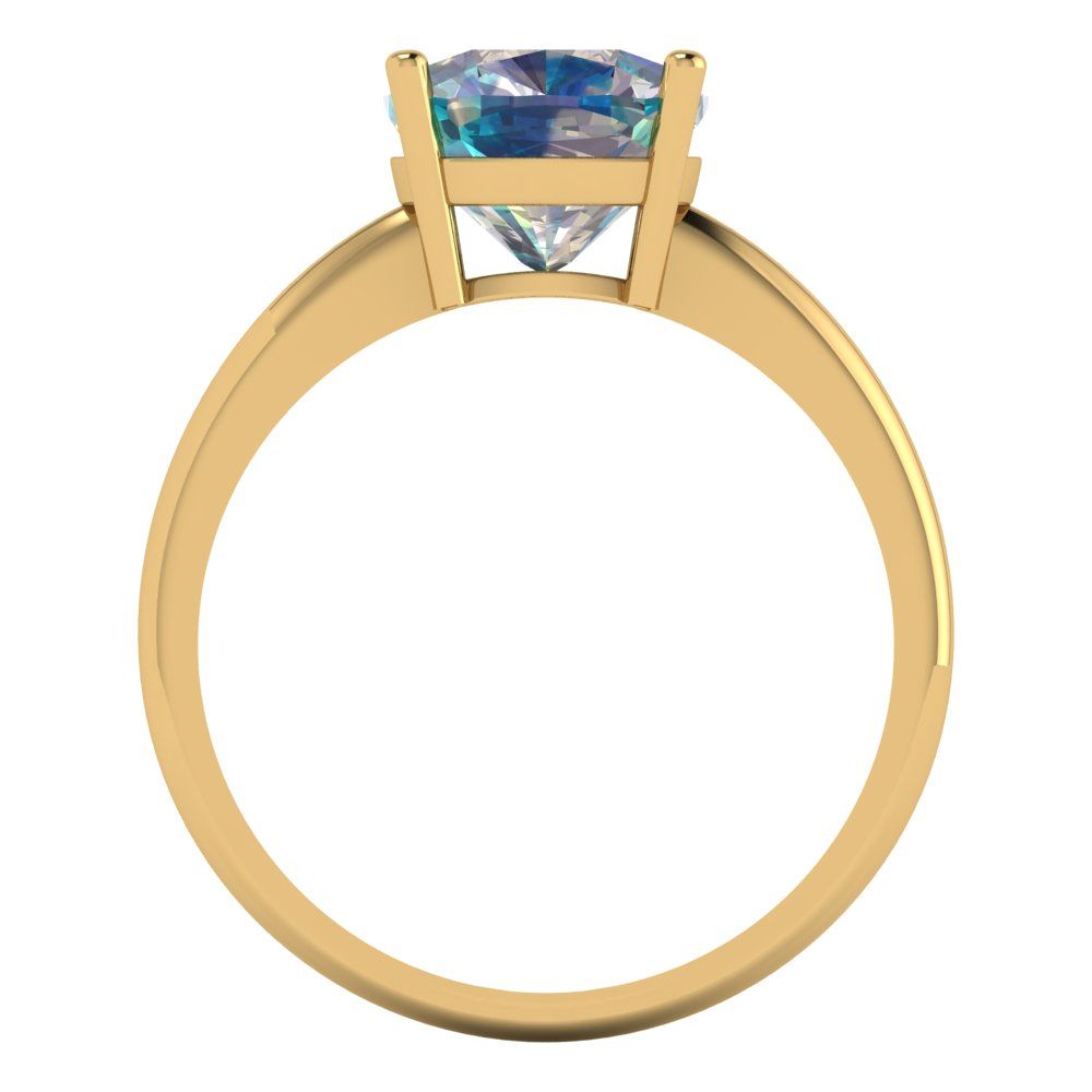 2.5 cttw Blue Moissanite Solitaire  Engagement Ring - Solid Gold (Cushion Cut,8mm)