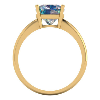 2.5 cttw Blue Moissanite Solitaire  Engagement Ring - Solid Gold (Cushion Cut,8mm)