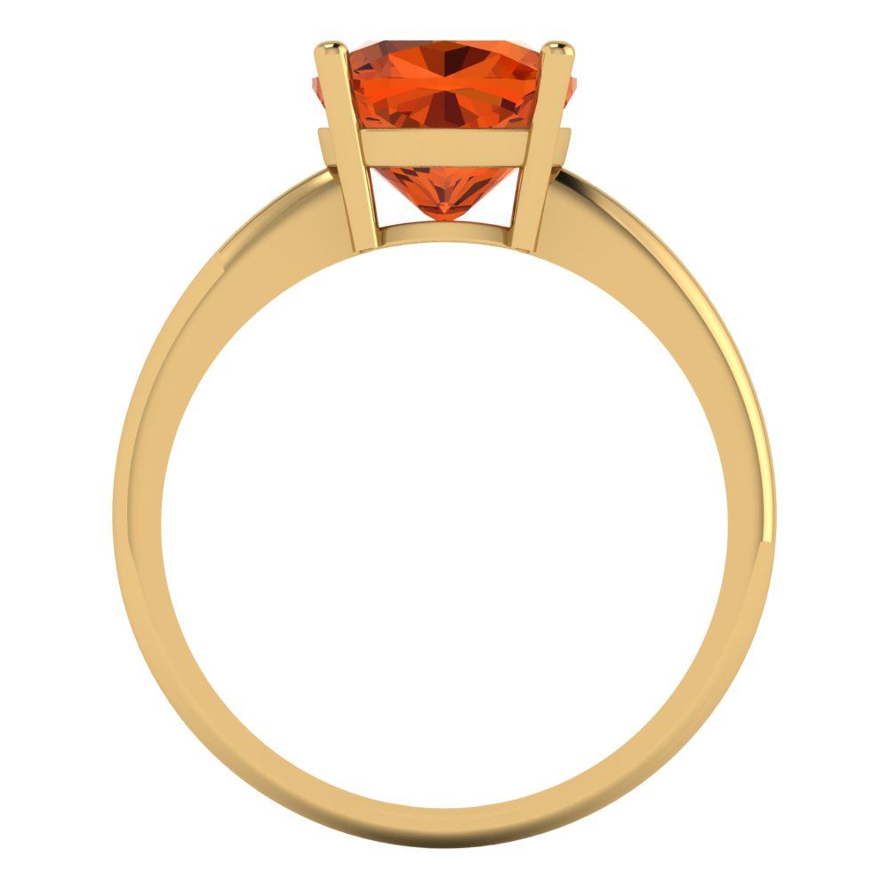 2.5 cttw Zirconia Simulated Red Diamond Solitaire  Engagement Ring - Solid Gold (VVS1, Cushion Cut,8mm)