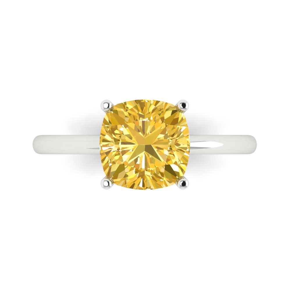 2.5 cttw Natural Citrine Solitaire  Engagement Ring - Solid Gold (Cushion Cut,8mm)