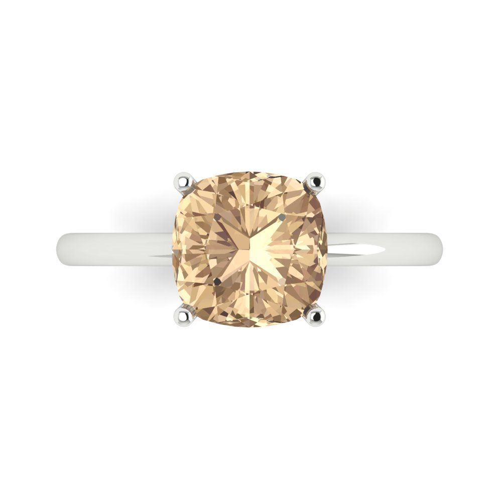 2.5 cttw Yellow Moissanite Solitaire  Engagement Ring - Solid Gold (Cushion Cut,8mm)