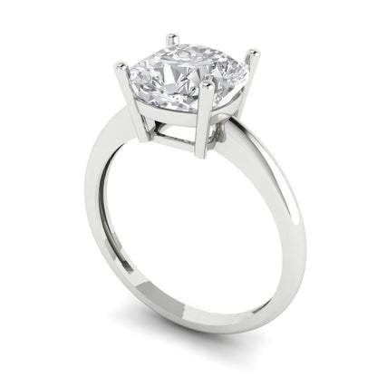2.5 cttw Zirconia Simulated Diamond Solitaire  Engagement Ring - Solid Gold (VVS1, Cushion Cut,8mm)