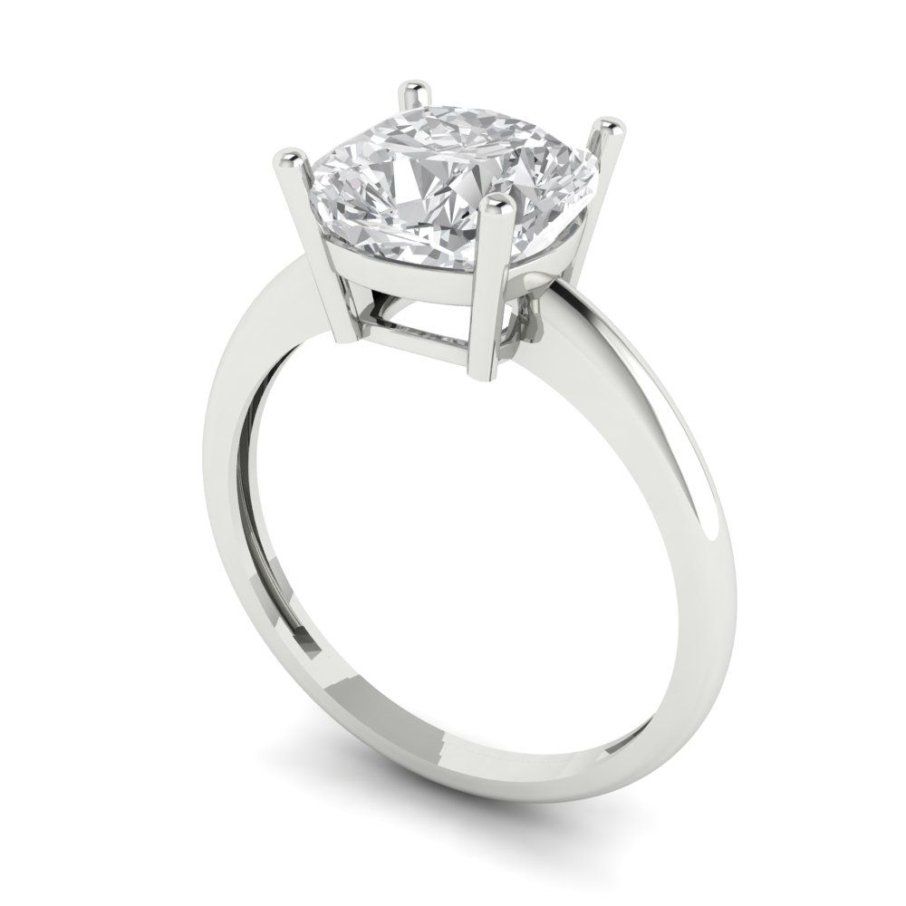 2.5 cttw Certified Moissanite Solitaire  Engagement Ring - Solid Gold (VVS1, D-F,Cushion Cut,8mm)