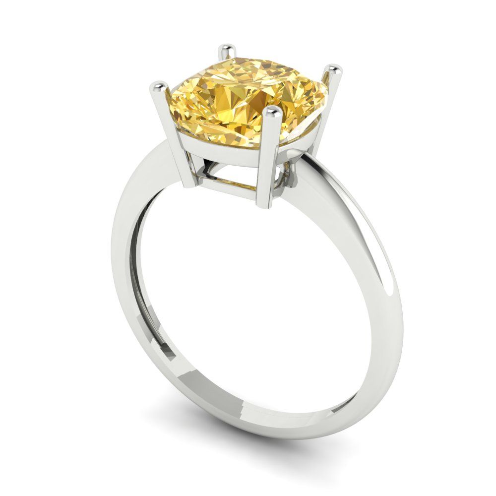 2.5 cttw Natural Citrine Solitaire  Engagement Ring - Solid Gold (Cushion Cut,8mm)