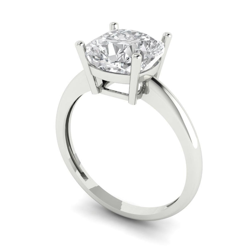 2.5 ct Brilliant Cushion Cut Natural Diamond Stone Clarity SI1-2 Color G-H White Gold Solitaire Ring