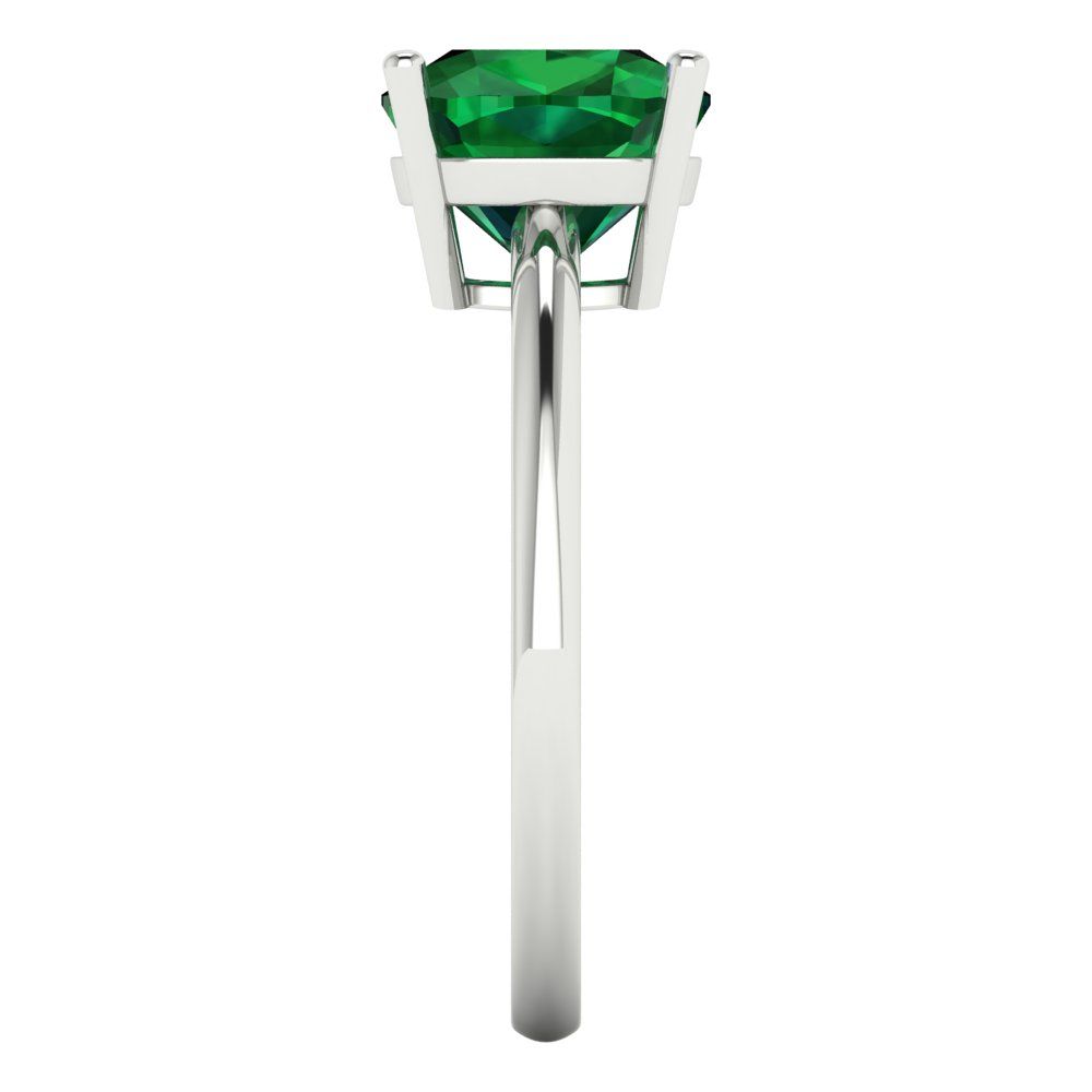 2.5 cttw Simulated Emerald Solitaire  Engagement Ring - Solid Gold (Cushion Cut,8mm)