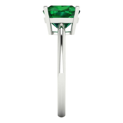 2.5 cttw Simulated Emerald Solitaire  Engagement Ring - Solid Gold (Cushion Cut,8mm)