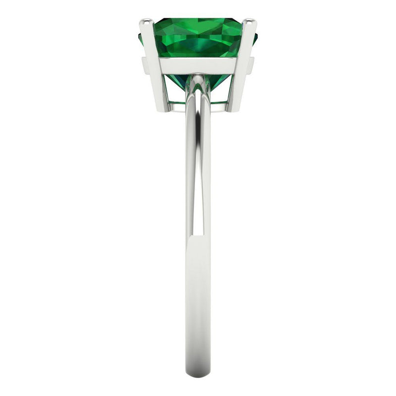 2.5 ct Brilliant Cushion Cut Simulated Emerald Stone White Gold Solitaire Ring