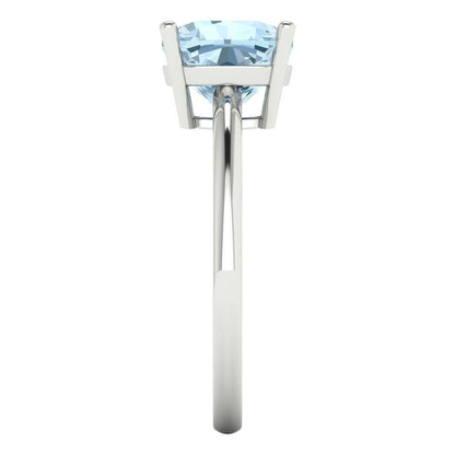 2.5 cttw Natural Swiss Blue Topaz Solitaire  Engagement Ring - Solid Gold (Cushion Cut,8mm)