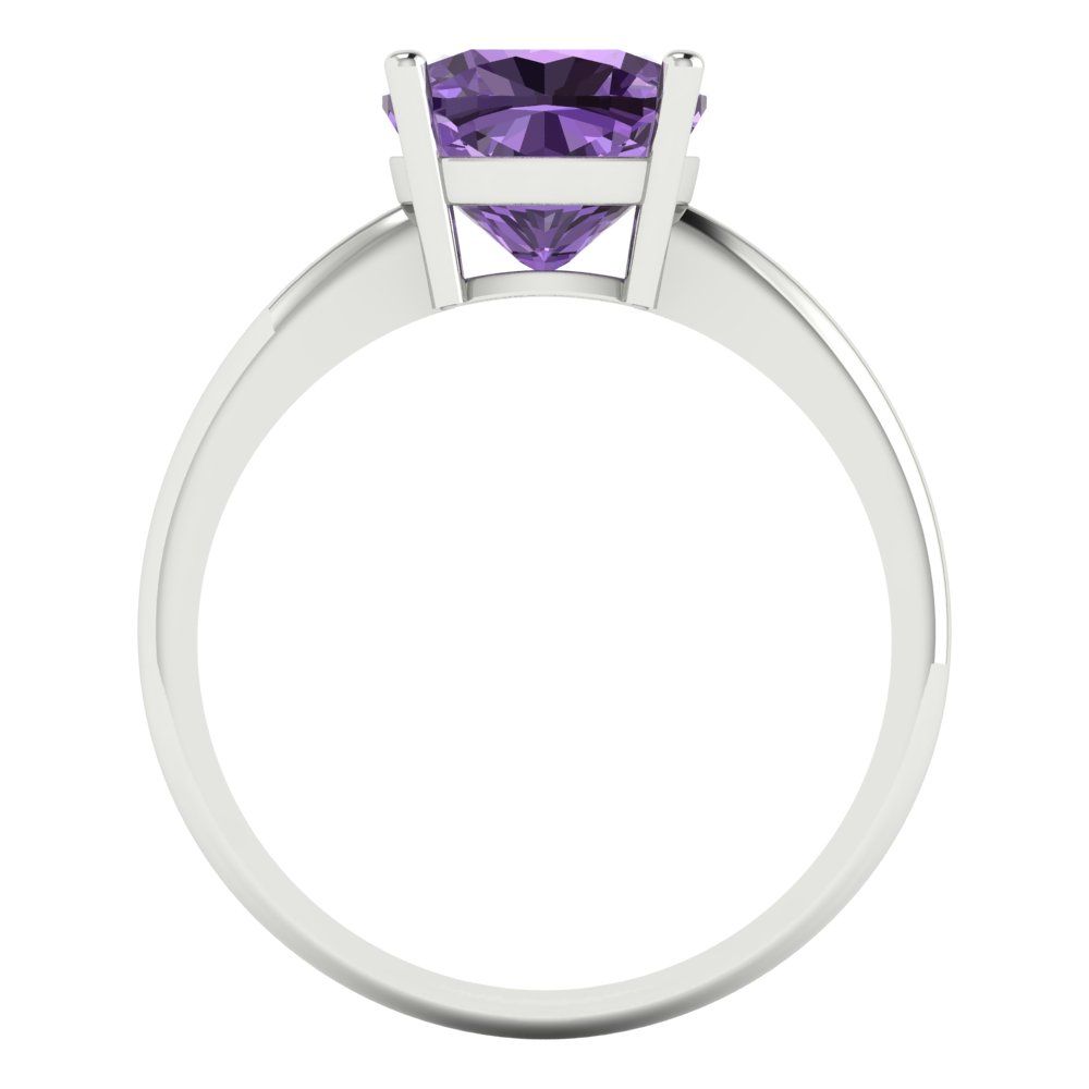 2.5 cttw Simulated Alexandrite Solitaire  Engagement Ring - Solid Gold (Cushion Cut,8mm)