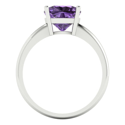 2.5 cttw Simulated Alexandrite Solitaire  Engagement Ring - Solid Gold (Cushion Cut,8mm)