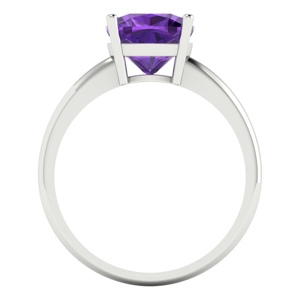 2.5 cttw Natural Amethyst Solitaire  Engagement Ring - Solid Gold (Cushion Cut,8mm)