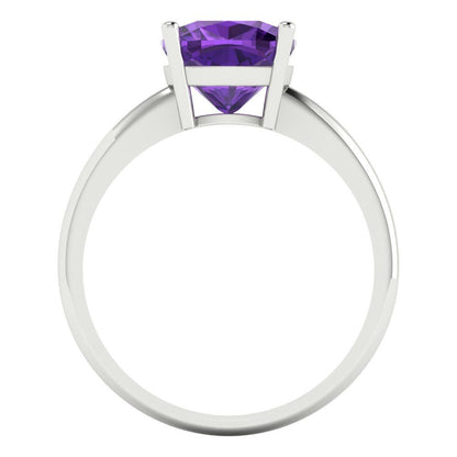 2.5 cttw Natural Amethyst Solitaire  Engagement Ring - Solid Gold (Cushion Cut,8mm)