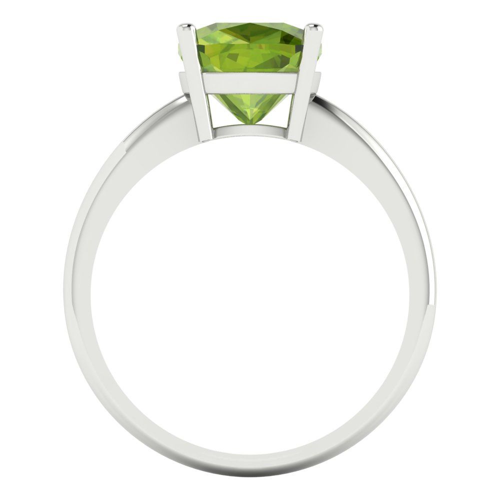 2.5 cttw Natural Peridot Solitaire  Engagement Ring - Solid Gold (Cushion Cut,8mm)