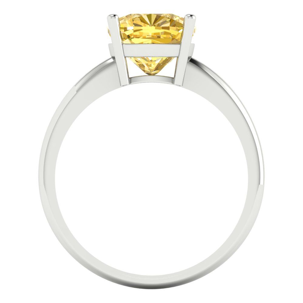 2.5 cttw Zirconia Simulated Yellow Diamond Solitaire  Engagement Ring - Solid Gold (VVS1, Cushion Cut,8mm)