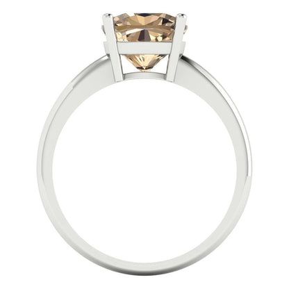 2.5 cttw Yellow Moissanite Solitaire  Engagement Ring - Solid Gold (Cushion Cut,8mm)