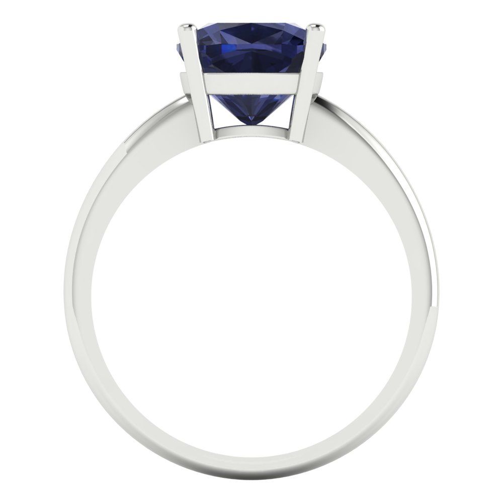 2.5 cttw Simulated Blue Sapphire Solitaire  Engagement Ring - Solid Gold (Cushion Cut,8mm)