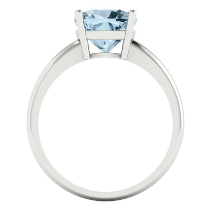 2.5 cttw Natural Sky Blue Topaz Solitaire  Engagement Ring - Solid Gold (Cushion Cut,8mm)