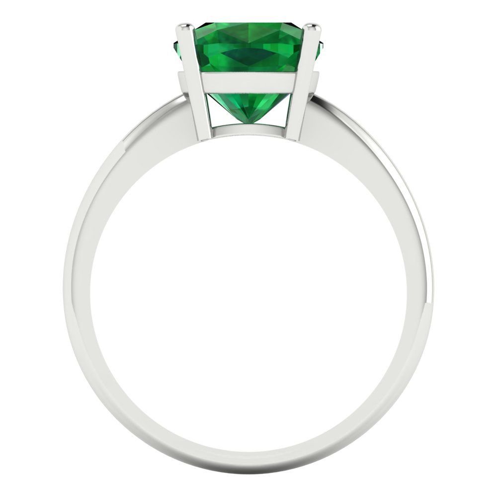 2.5 cttw Simulated Emerald Solitaire  Engagement Ring - Solid Gold (Cushion Cut,8mm)