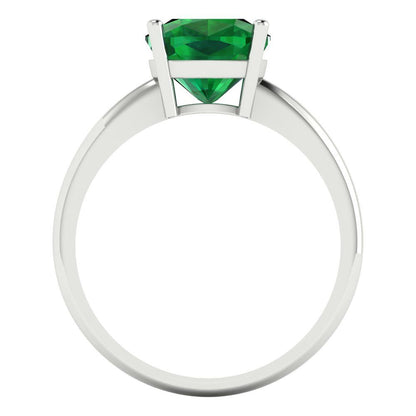 2.5 cttw Simulated Emerald Solitaire  Engagement Ring - Solid Gold (Cushion Cut,8mm)
