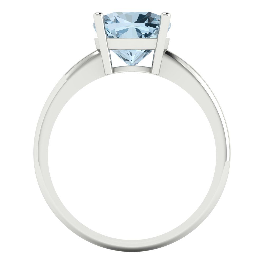 2.5 cttw Natural Aquamarine Solitaire  Engagement Ring - Solid Gold (Cushion Cut,8mm)