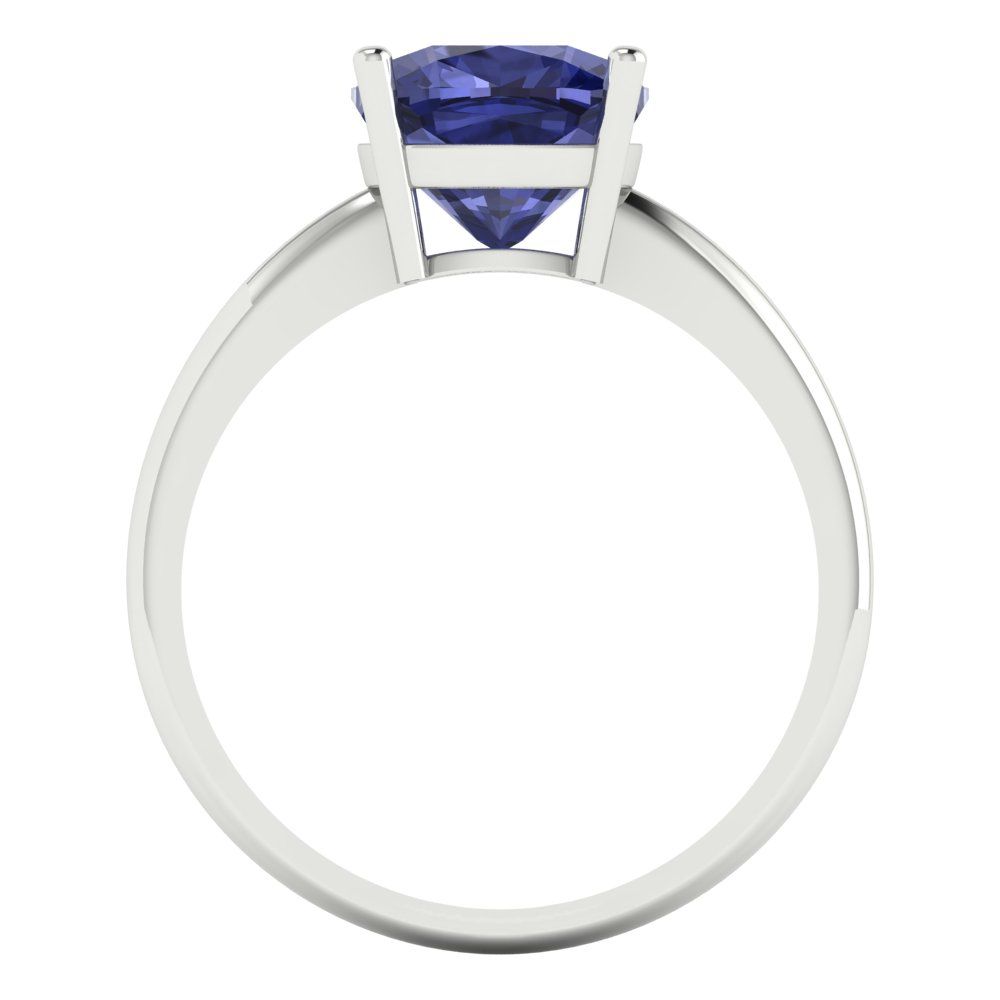 2.5 cttw Simulated Tanzanite Solitaire  Engagement Ring - Solid Gold (Cushion Cut,8mm)