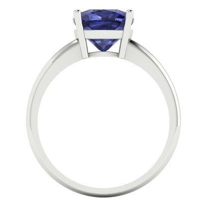 2.5 cttw Simulated Tanzanite Solitaire  Engagement Ring - Solid Gold (Cushion Cut,8mm)