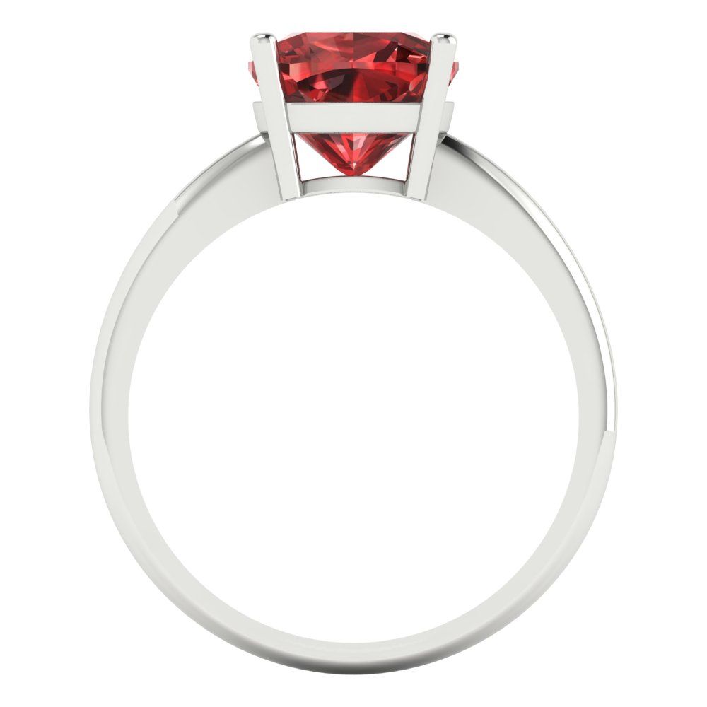 2.5 cttw Natural Garnet Solitaire  Engagement Ring - Solid Gold (Cushion Cut,8mm)