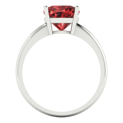 2.5 cttw Natural Garnet Solitaire  Engagement Ring - Solid Gold (Cushion Cut,8mm)