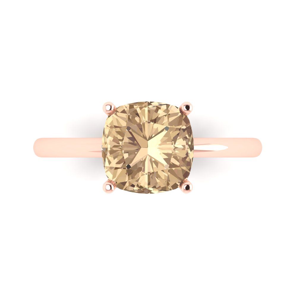 2.5 cttw Yellow Moissanite Solitaire  Engagement Ring - Solid Gold (Cushion Cut,8mm)