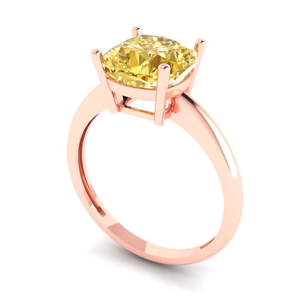 2.5 cttw Natural Citrine Solitaire  Engagement Ring - Solid Gold (Cushion Cut,8mm)
