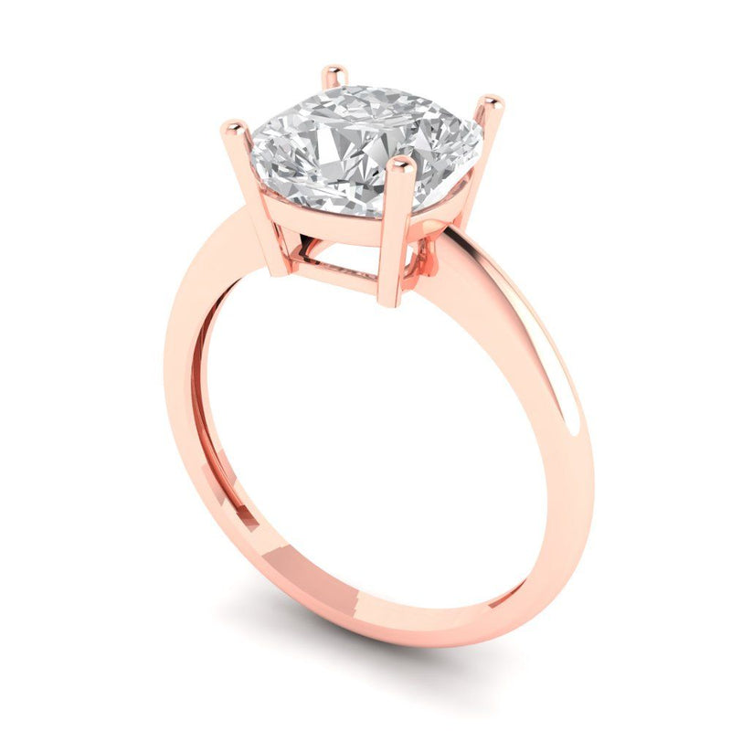 2.5 ct Brilliant Cushion Cut Natural Diamond Stone Clarity SI1-2 Color G-H Rose Gold Solitaire Ring