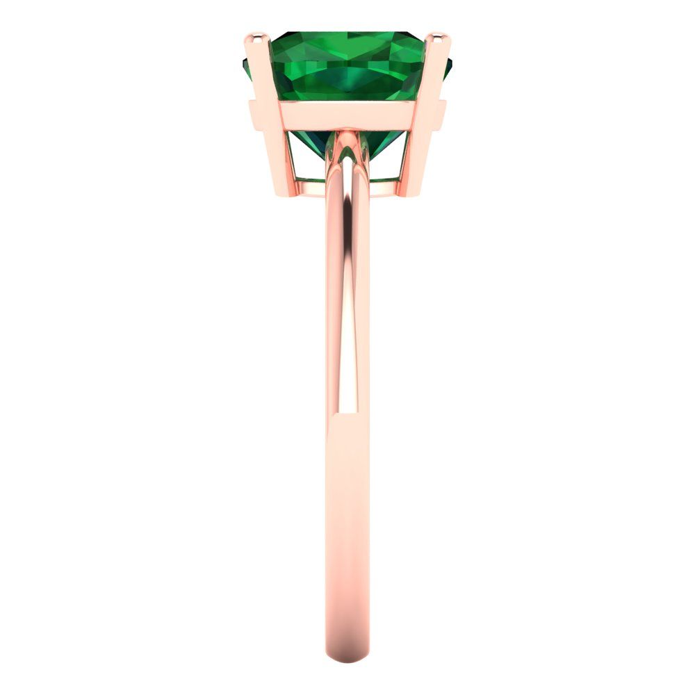 2.5 cttw Simulated Emerald Solitaire  Engagement Ring - Solid Gold (Cushion Cut,8mm)