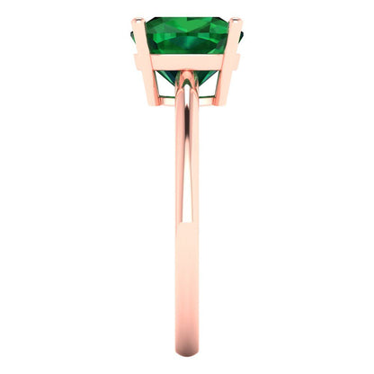 2.5 cttw Simulated Emerald Solitaire  Engagement Ring - Solid Gold (Cushion Cut,8mm)