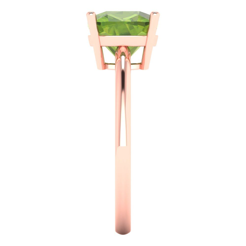 2.5 cttw Natural Peridot Solitaire  Engagement Ring - Solid Gold (Cushion Cut,8mm)