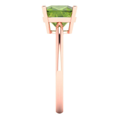 2.5 cttw Natural Peridot Solitaire  Engagement Ring - Solid Gold (Cushion Cut,8mm)