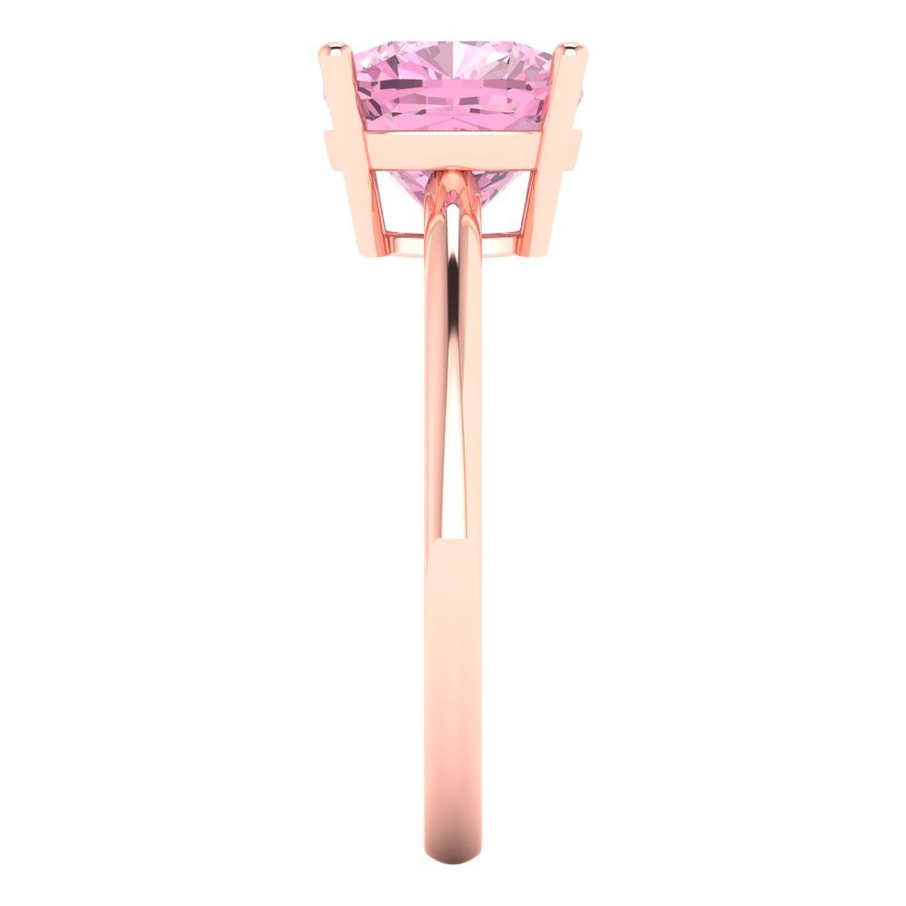 2.5 cttw Zirconia Simulated Pink Diamond Solitaire  Engagement Ring - Solid Gold (VVS1, Cushion Cut,8mm)