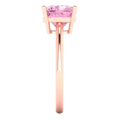 2.5 cttw Zirconia Simulated Pink Diamond Solitaire  Engagement Ring - Solid Gold (VVS1, Cushion Cut,8mm)