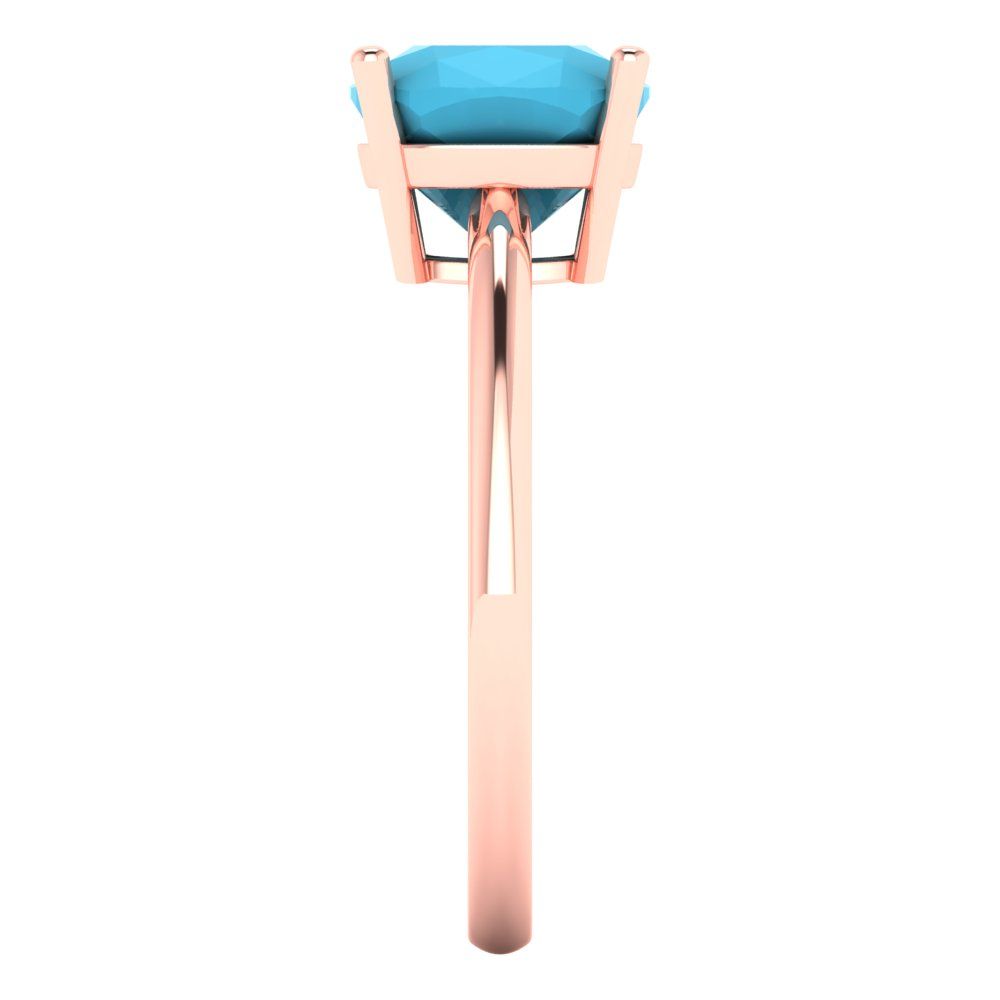 2.5 cttw Simulated Turquoise Solitaire  Engagement Ring - Solid Gold (Cushion Cut,8mm)