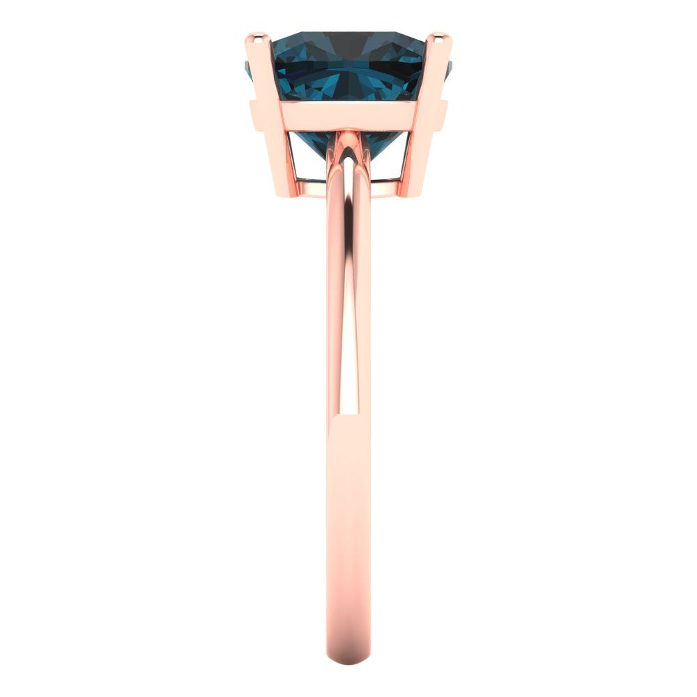 2.5 cttw Natural London Blue Topaz Solitaire  Engagement Ring - Solid Gold (Cushion Cut,8mm)