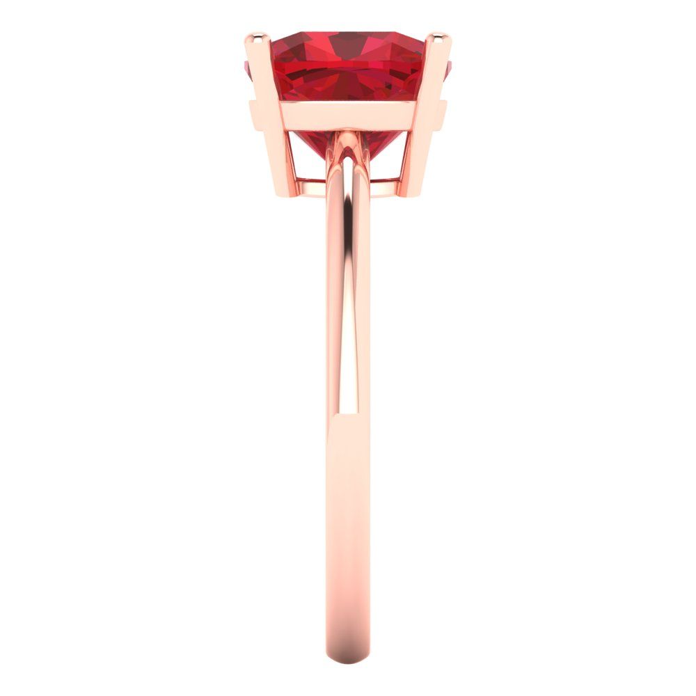 2.5 cttw Simulated Ruby Solitaire  Engagement Ring - Solid Rose Gold (VVS1, Cushion Cut,8mm)