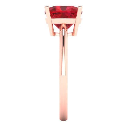 2.5 cttw Simulated Ruby Solitaire  Engagement Ring - Solid Rose Gold (VVS1, Cushion Cut,8mm)