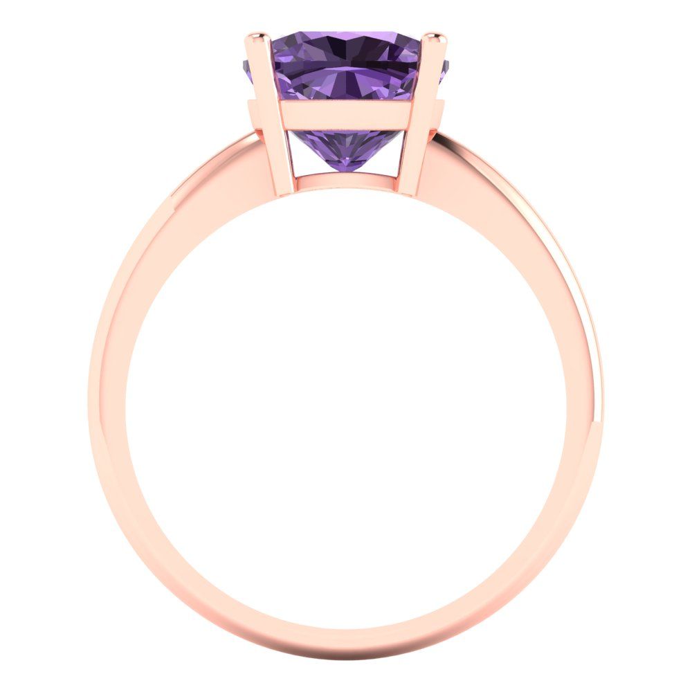 2.5 cttw Simulated Alexandrite Solitaire  Engagement Ring - Solid Gold (Cushion Cut,8mm)