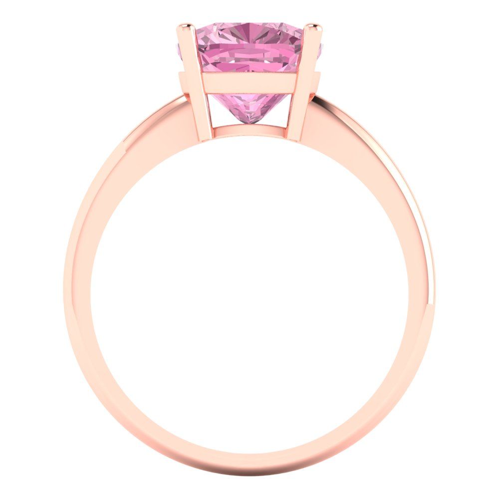 2.5 cttw Zirconia Simulated Pink Diamond Solitaire  Engagement Ring - Solid Gold (VVS1, Cushion Cut,8mm)