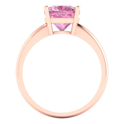 2.5 cttw Zirconia Simulated Pink Diamond Solitaire  Engagement Ring - Solid Gold (VVS1, Cushion Cut,8mm)