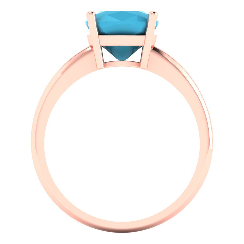 2.5 cttw Simulated Turquoise Solitaire  Engagement Ring - Solid Gold (Cushion Cut,8mm)