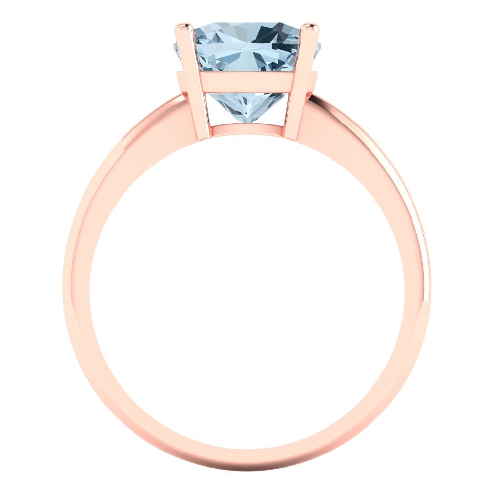 2.5 cttw Natural Aquamarine Solitaire  Engagement Ring - Solid Gold (Cushion Cut,8mm)
