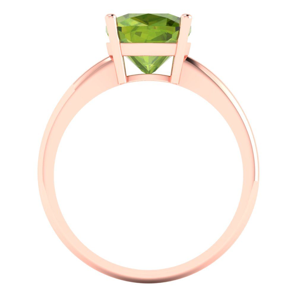 2.5 cttw Natural Peridot Solitaire  Engagement Ring - Solid Gold (Cushion Cut,8mm)