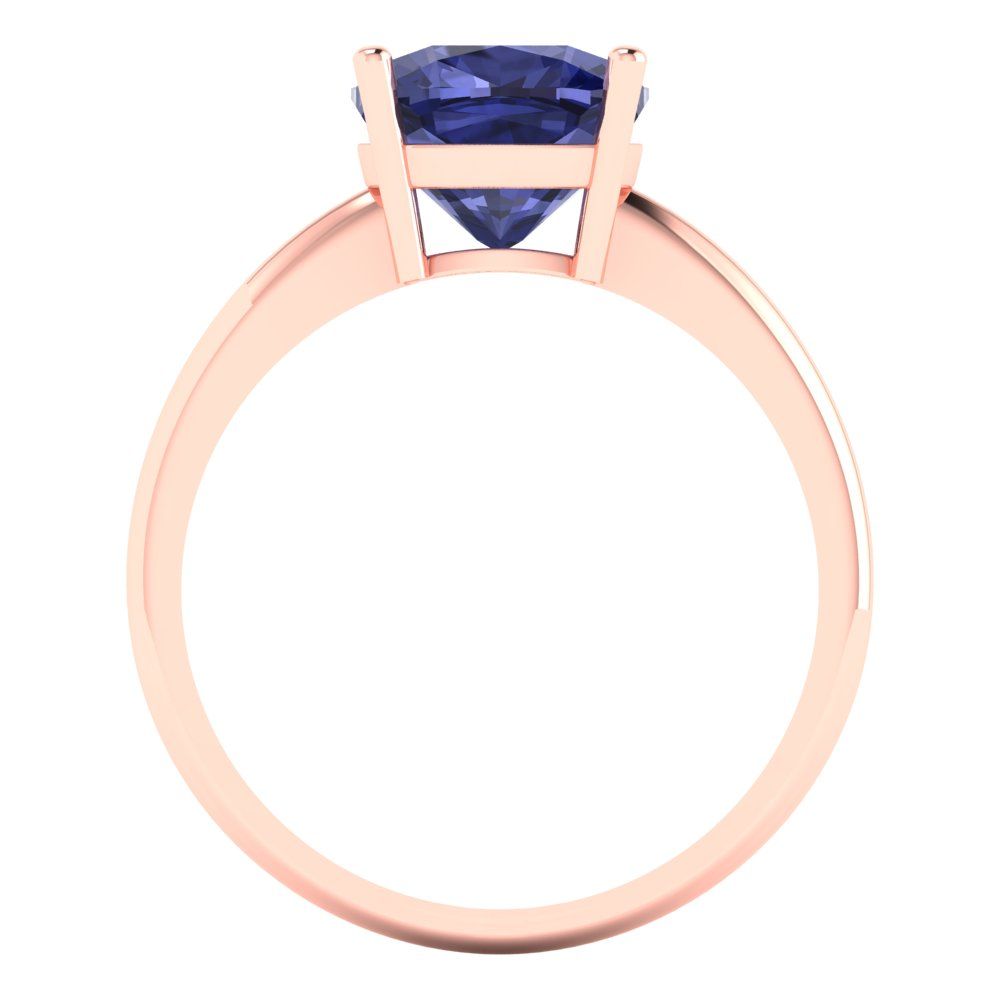 2.5 cttw Simulated Tanzanite Solitaire  Engagement Ring - Solid Gold (Cushion Cut,8mm)