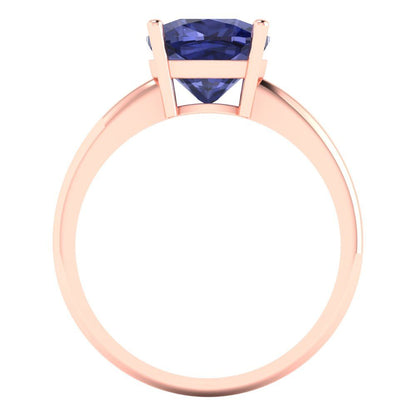 2.5 cttw Simulated Tanzanite Solitaire  Engagement Ring - Solid Gold (Cushion Cut,8mm)